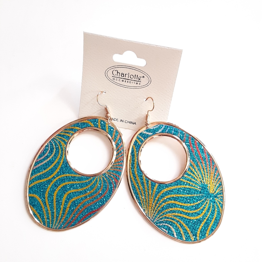 Charlotte Accessories Big Oval Glittery Earrings